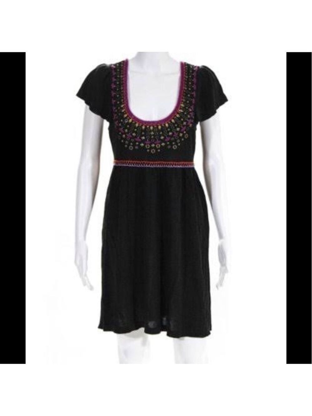 𝅺nanette Lepore embellished knit lightweight boho dress extra small